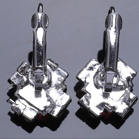 Silver Blue & Clear Crystal Lever Back Earrings - Picture 6 of 8